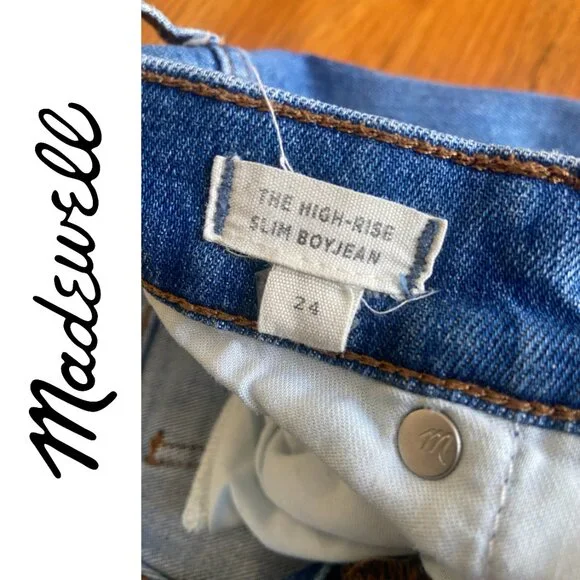 Like New The High-Rise Slim Boyjean Raw Hem Straight Leg Everyday Denim, Sz 24 - Picture 5 of 7